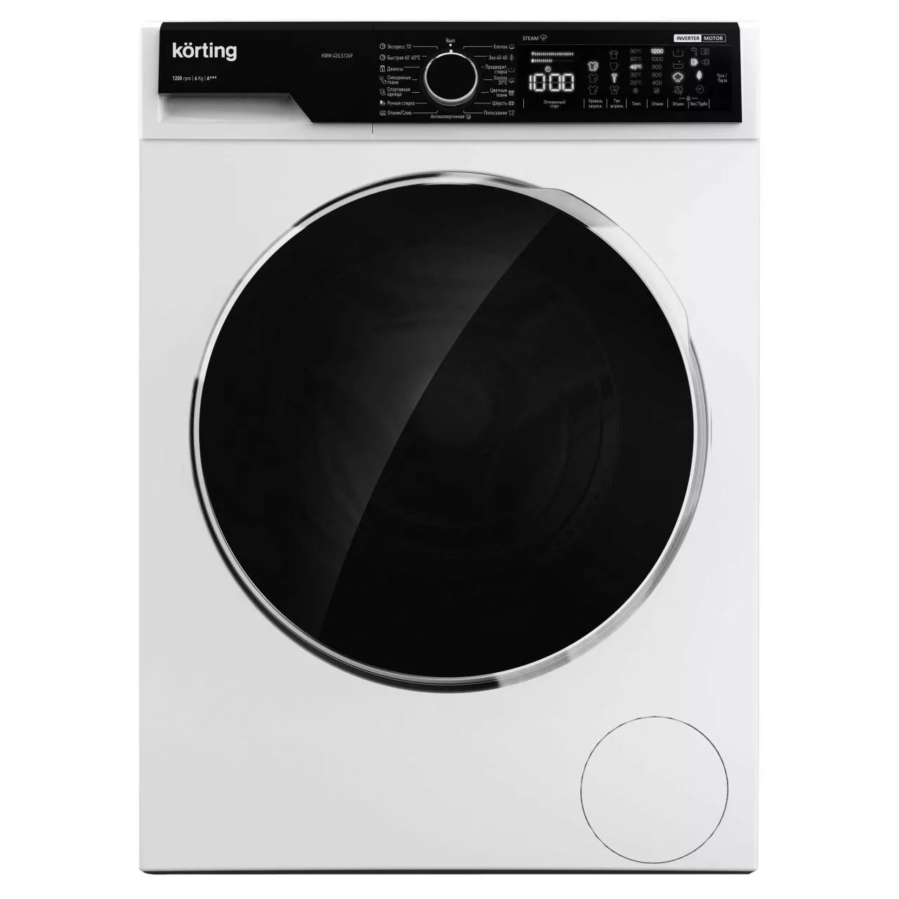 Узкая стиральная машина с паром Korting KWM 42ILS1269 RU